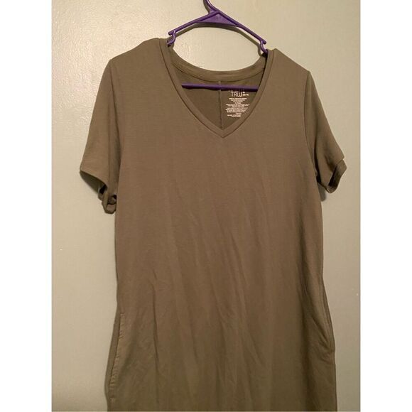 Time And Tru Green Short Sleeve Pocket Dress Size Large - Picture 3 of 6